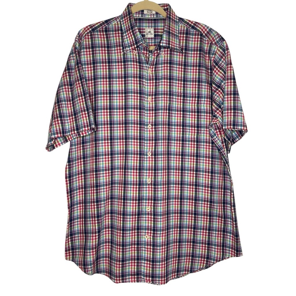 Peter Millar Men’s Multi-color Plaid Short-sleeve Button Down | LARGE